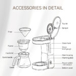 ⁦HiBREW 3 in 1 America Drip Coffee Machine Pour Over Coffee Maker Glass Teapot Hot Tea Maker 750ML H12⁩ - الصورة ⁦16⁩