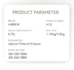 ⁦HiBREW 3 in 1 America Drip Coffee Machine Pour Over Coffee Maker Glass Teapot Hot Tea Maker 750ML H12⁩ - الصورة ⁦19⁩