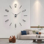 2022 Fashion 3D Mirror Sticker Wall Clock Quartz DIY Big Watch Decorative Kitchen Clocks Acrylic Letter Decor Oversize Clock