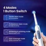Oral B Pro 4 Ultra Electric Toothbrush 3D Acoustic Wave Intelligent Tooth Brush 2 Min Timer 30s Reminder 4 Modes 3 Brush Heads - الصورة 4