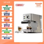 آلة صنع قهوة اسبريسو 20Bar ماركة هيبرو إينوكس ماكينة صنع قهوة اسبريسو شبه أوتوماتيكية من الفولاذ المقاوم للصدأ بالكامل ، كابتشينو H10