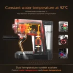 ⁦آلة صنع قهوة اسبريسو 20Bar ماركة هيبرو إينوكس ماكينة صنع قهوة اسبريسو شبه أوتوماتيكية من الفولاذ المقاوم للصدأ بالكامل ، كابتشينو H10⁩ - الصورة ⁦5⁩